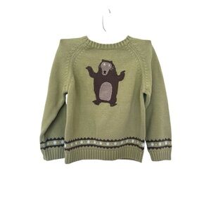 Janie & Jack Autumn Timber Green Bear Knit Sweater - Boys Sz 6